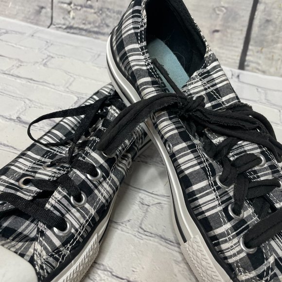 Converse All Star 517626F Women's 10 Black & White Plaid Sneakers Shoes Canvas - Picture 2 of 11